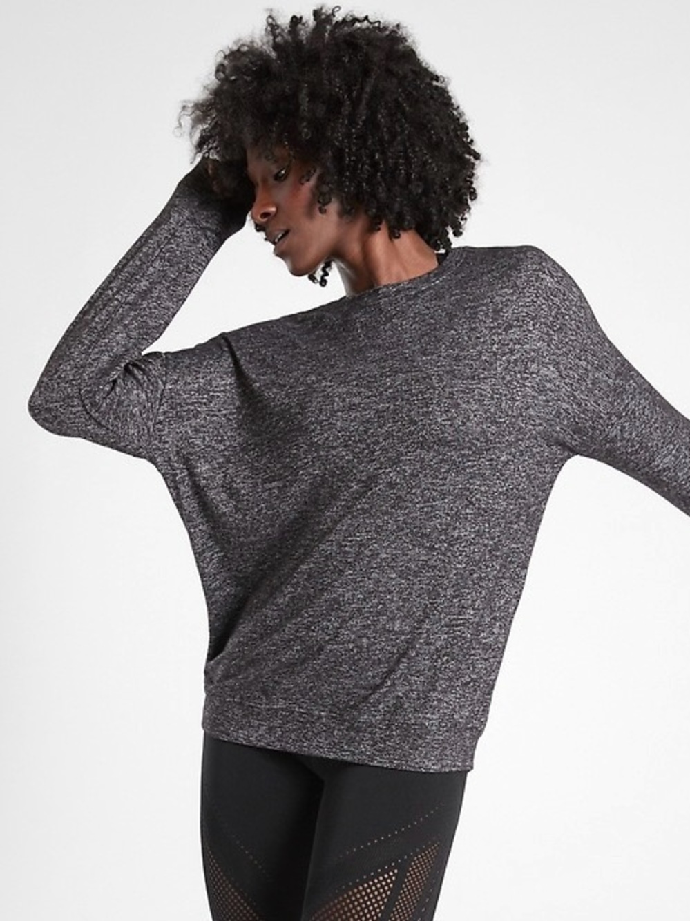 Athleta Mindful Fleece Pullover Sweatshirt Women’s Size L Space Dye Lightweight